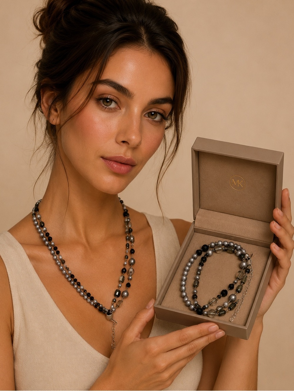 Black & Silver Layered Necklace | Multi Strand Statement Necklace